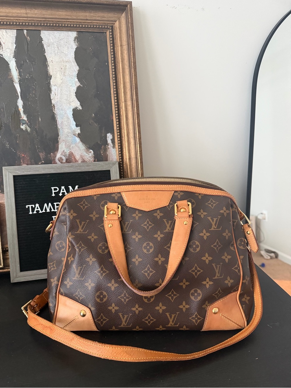 Louis Vuitton Retiro PM Brown Monogram Satchel with Tan Trim